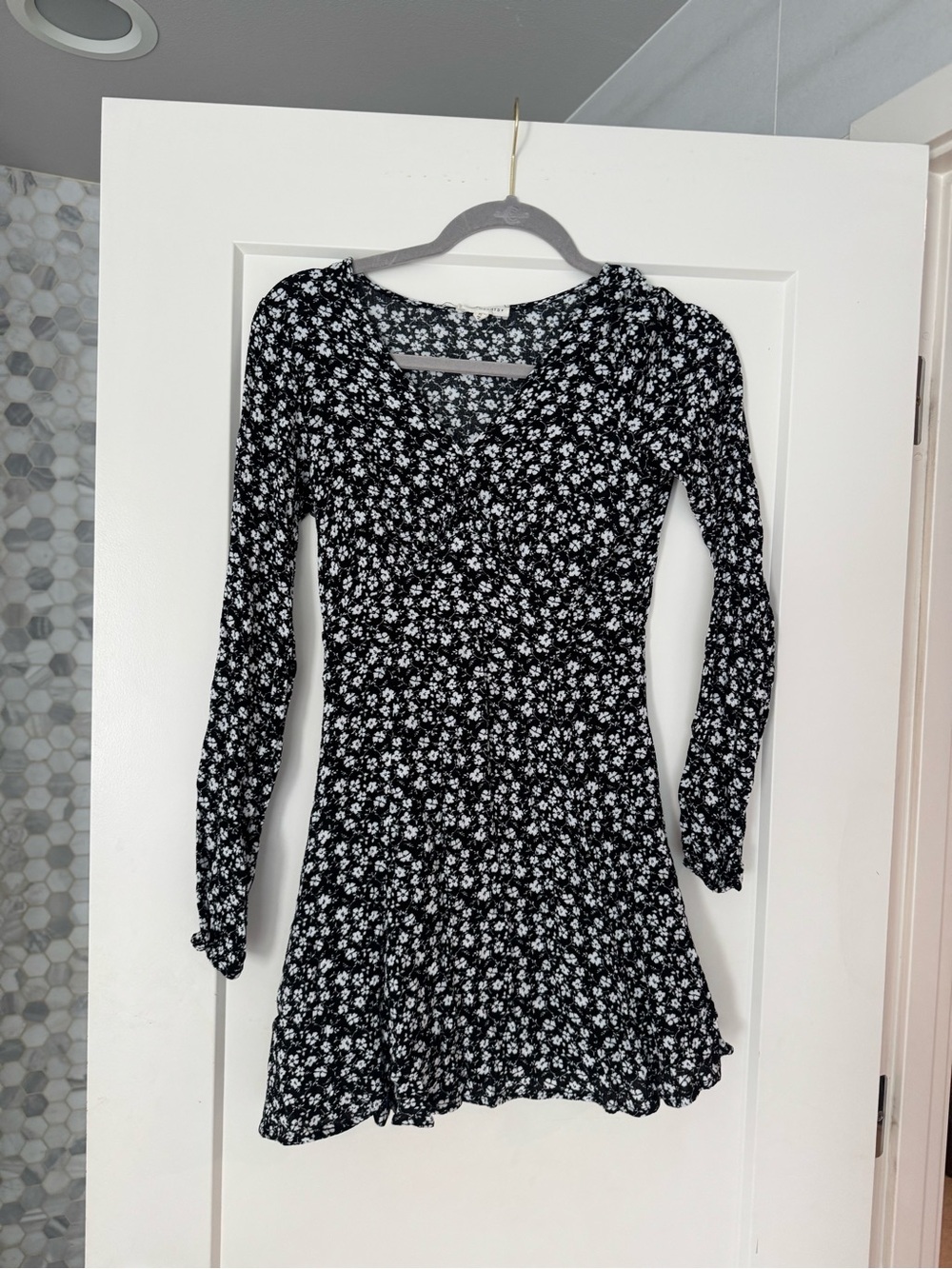 La Hearts Black and White Floral Mini Dress
